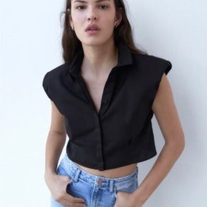 Zara Cropped Poplin Top